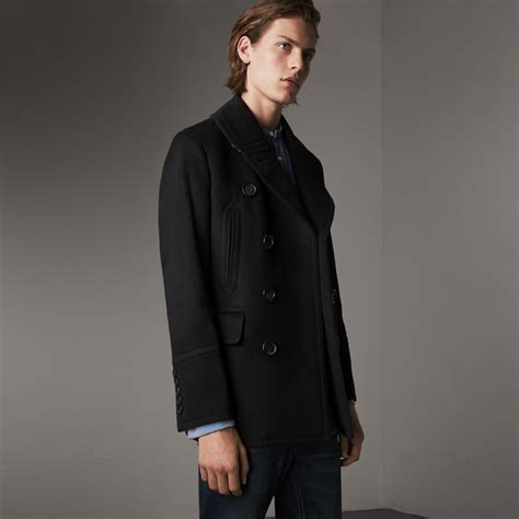 burberry wool cashmere pea coat|Burberry textured silk wool peacoat.